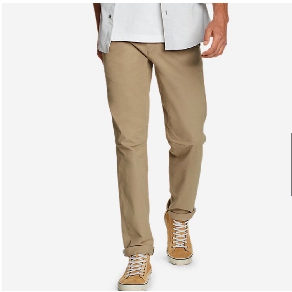 NWT Eddie Bauer |‎ Voyager Flex Twill Pants 38x34 Light Khaki 5-Pocket Straight